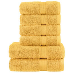 Berkfield 6 Piece Premium Towel Set Solund Gold 600 Gsm - thumbnail 1