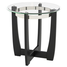 Gainoom Black Glass End Table 61Cm Round Side Table With Tempered Glass Top - thumbnail 9