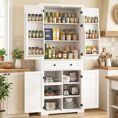 Costway Kitchen Pantry Cabinet 184 Cm Tall Freestanding Cupboard-White - image 1