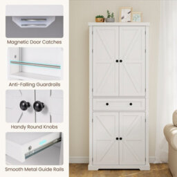 Costway Kitchen Pantry Cabinet 184 Cm Tall Freestanding Cupboard-White - thumbnail 6