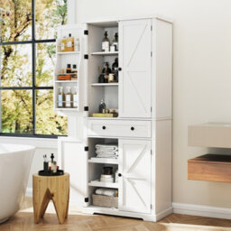Costway Kitchen Pantry Cabinet 184 Cm Tall Freestanding Cupboard-White - thumbnail 4