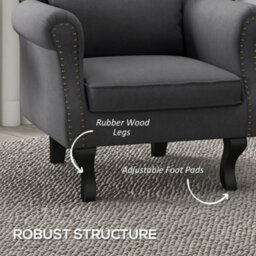 Wyld Haus Rolu Zimo Dark Grey Chesterfield-Style Nailhead Accent Chair, Wingback, Linen-Effect Upholstery - thumbnail 7