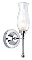 Luminosa Lighting Luminosa Aston 1 Light Bathroom Indoor Wall Light Chrome, Clear Glass Ip44, G9