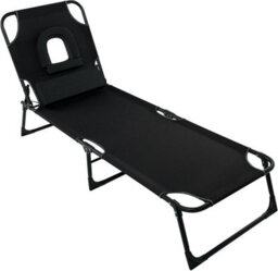Outsunny Folding Black Sun Lounger Garden Reclining Loungers Chair 4 Level Backrest - thumbnail 1