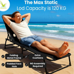 Outsunny Folding Black Sun Lounger Garden Reclining Loungers Chair 4 Level Backrest - thumbnail 6