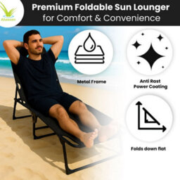 Outsunny Folding Black Sun Lounger Garden Reclining Loungers Chair 4 Level Backrest - thumbnail 5