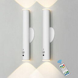 Harper Living 2 Packs Battery Operated Wall Lights With Motion Sensor, Rechargeable Wall Lamp Indoor,  Led Wall Sconce, White - thumbnail 1