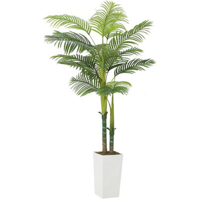 Artificial Palm Tree With White Planter Large Faux Exotic Decor 150Cm - image 1