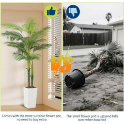 Artificial Palm Tree With White Planter Large Faux Exotic Decor 150Cm - thumbnail 5