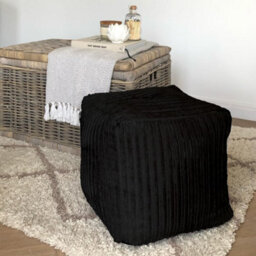 rucomfy Beanbags Rucomfy Indoor Jumbo Cord Bean Bag Footstool - Black Cube Pouffe - thumbnail 1