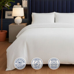 MHG Living Chunky Waffle Duvet Cover Set - Polycotton Blend, Button Fastening - (Single, White) - thumbnail 8