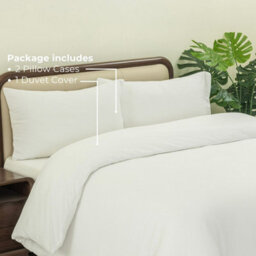 MHG Living Chunky Waffle Duvet Cover Set - Polycotton Blend, Button Fastening - (Single, White) - thumbnail 7