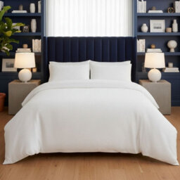 MHG Living Chunky Waffle Duvet Cover Set - Polycotton Blend, Button Fastening - (Single, White) - thumbnail 2