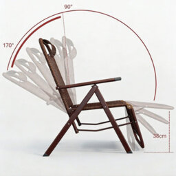Birchtree 2 X Folding Rattan Sun Recliner Weatherproof Garden Patio Wicker Chair - thumbnail 4