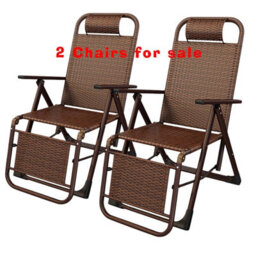 Birchtree 2 X Folding Rattan Sun Recliner Weatherproof Garden Patio Wicker Chair - thumbnail 2