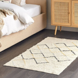 Beliani Beige Cotton Area Rug 80 X 150 Cm Hand-Tufted Minimalist Geometric Pattern - thumbnail 2