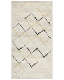 Beliani Beige Cotton Area Rug 80 X 150 Cm Hand-Tufted Minimalist Geometric Pattern - thumbnail 1