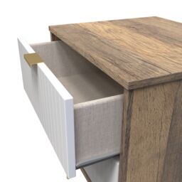 Linear Ready Assembled Matt White Dark Oak Effect 2 Drawer Wide Bedside Chest (H)505mm (W)395mm (D)415mm - thumbnail 7