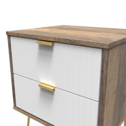 Linear Ready Assembled Matt White Dark Oak Effect 2 Drawer Wide Bedside Chest (H)505mm (W)395mm (D)415mm - thumbnail 6