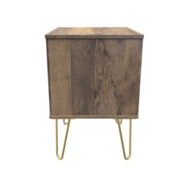 Linear Ready Assembled Matt White Dark Oak Effect 2 Drawer Wide Bedside Chest (H)505mm (W)395mm (D)415mm - thumbnail 8