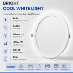 Led Recessed Ceiling Lights 24W 5 Pack Cool White 6400K Adjustable Flush Mount Panel Lamp Ultra Slim Spotlight For Bathroom - thumbnail 3