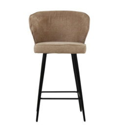 Lakeland Furniture Colby Fawn Brown Fabric Black Fixed Base Bar Stool - thumbnail 1
