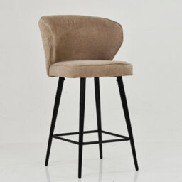Lakeland Furniture Colby Fawn Brown Fabric Black Fixed Base Bar Stool - thumbnail 4