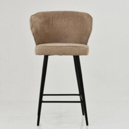 Lakeland Furniture Colby Fawn Brown Fabric Black Fixed Base Bar Stool - thumbnail 3