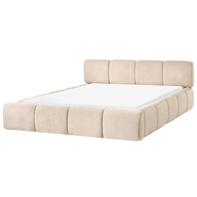 Beliani Bed Fabric Orville 160 X 200 Cm (Eu King Size) Taupe - image 1