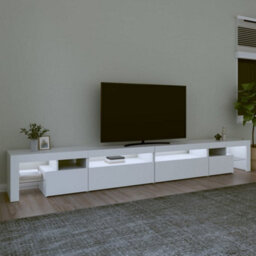 Berkfield Modern Tv Cabinet With Led Lights White 290X36.5X40 Cm - thumbnail 3