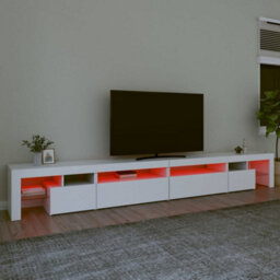 Berkfield Modern Tv Cabinet With Led Lights White 290X36.5X40 Cm - thumbnail 5