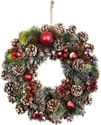 GreenBrokers Premium Quality Christmas Hanging Wreath 37Cm - Festive Pine Cone Display With White Frosting White - thumbnail 8