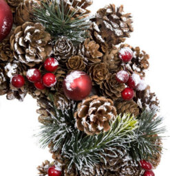 GreenBrokers Premium Quality Christmas Hanging Wreath 37Cm - Festive Pine Cone Display With White Frosting White - thumbnail 4