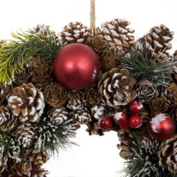 GreenBrokers Premium Quality Christmas Hanging Wreath 37Cm - Festive Pine Cone Display With White Frosting White - thumbnail 7