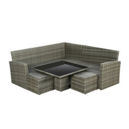 St. Tropez - 6 Seater Garden Corner Sofa In Grey Rattan With Rising Table & Glass Top - thumbnail 7