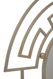 Orsina Silver Round Wall Mirror With Geometric Metal Frame, Fusion Style Statement Mirror For Living Room Or Hallway - thumbnail 6