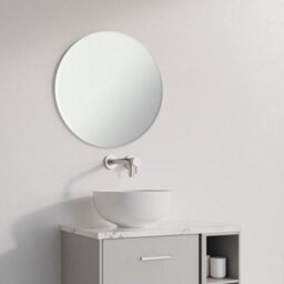 Enki Horizon Contemporary Bathroom Cloakroom Living Glass Polished Edge Round Frameless Wall Mounted Decorative Mirror (W) 400mm