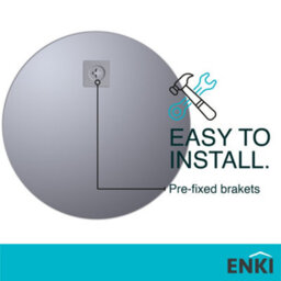 Enki Horizon Contemporary Bathroom Cloakroom Living Glass Polished Edge Round Frameless Wall Mounted Decorative Mirror (W) 400mm - thumbnail 2