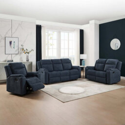 More4Homes Orka 1+2+3 Seater Fabric Manual Recliner Sofa Set Blue - thumbnail 9