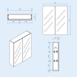 Nes Home Anthracite 600mm Bathroom Mirror Cabinet With Shelf Storage - thumbnail 6