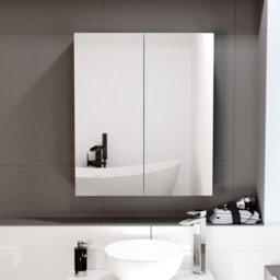 Nes Home Anthracite 600mm Bathroom Mirror Cabinet With Shelf Storage - thumbnail 2