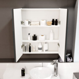 Nes Home Anthracite 600mm Bathroom Mirror Cabinet With Shelf Storage - thumbnail 3