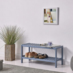 2 Tier Natural Bamboo Shoe Rack Bench Wooden Storage Shelf Organizer For Hallway, Bedroom, Bathroom & Living Room - thumbnail 2