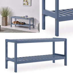2 Tier Natural Bamboo Shoe Rack Bench Wooden Storage Shelf Organizer For Hallway, Bedroom, Bathroom & Living Room - thumbnail 1