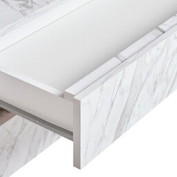 Wyld And Coco Novabath White Marble-Effect Mobile Bathroom Cabinet On Wheels, 2 Drawers, W80 X D30 X H38Cm - thumbnail 8
