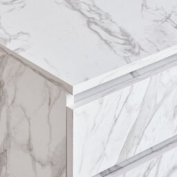 Wyld And Coco Novabath White Marble-Effect Mobile Bathroom Cabinet On Wheels, 2 Drawers, W80 X D30 X H38Cm - thumbnail 7