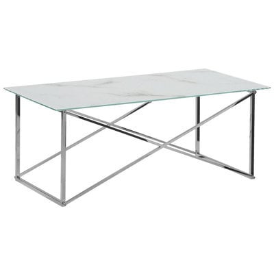 Beliani Coffee Table Emporia Tempered Glass Marble/ Silver - image 1