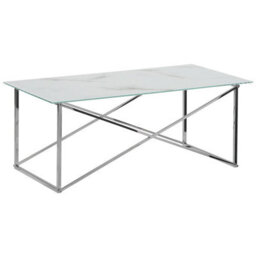 Beliani Coffee Table Emporia Tempered Glass Marble/ Silver - thumbnail 1