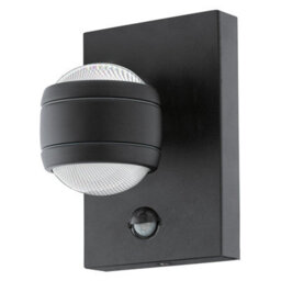 Ip44 Outdoor Wall Light With Pir Sensor In Black Zinc Steel - 3.7W Led