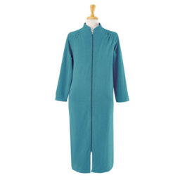 Coopers of Stortford Blue Zip Pintuck Fleece Dressing Gown - Soft Fleece, Zip Front, Flattering V-Neck, Pintuck Yoke, And Side Pockets. Size L (16-18) - thumbnail 4